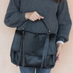 Borsa postina nera in pelle