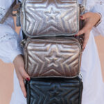 Mini bag in pelle metallizzata con doppia tracolla Starlight