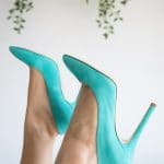 Scarpa verde tiffany: decollete in camoscio 100% Made in Italy