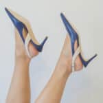 slingback blu pelle