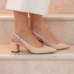 slingback rosa cipria tacco basso