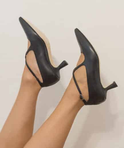 decollete nera tacco basso