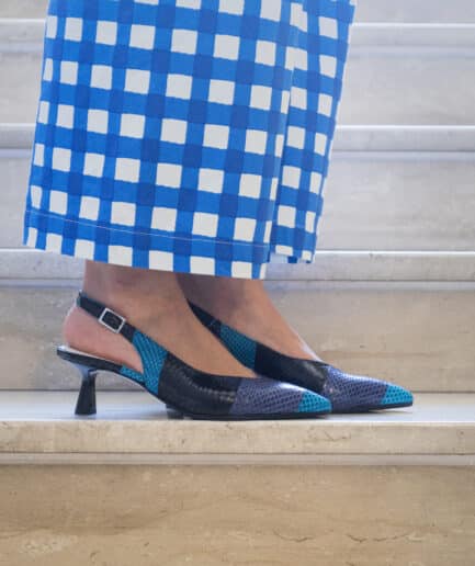 slingback pitonate blu