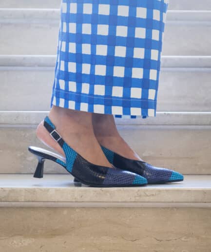 slingback pitonate tacco basso